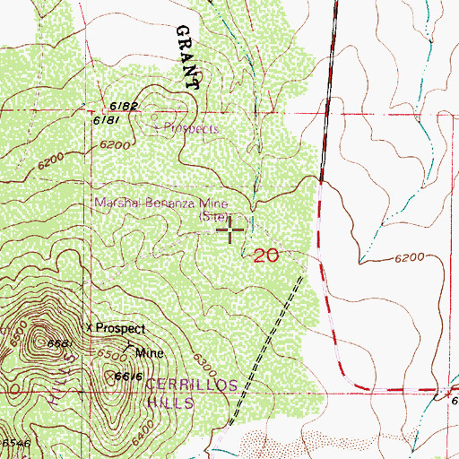 Topographic Map of Marshal Bonanza Mine, NM