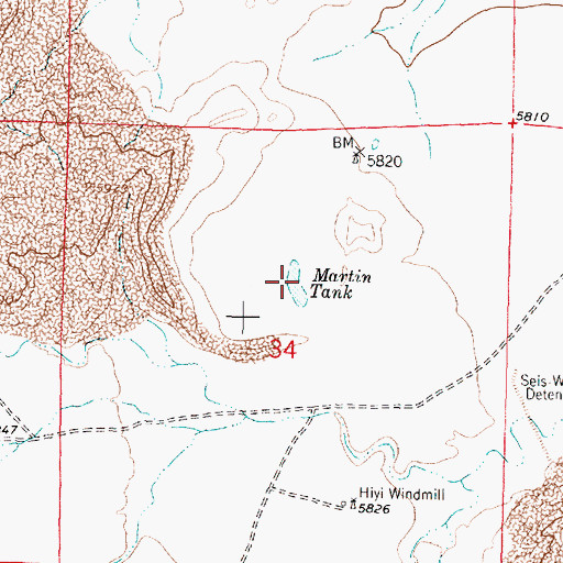 Topographic Map of Martin Tank, NM