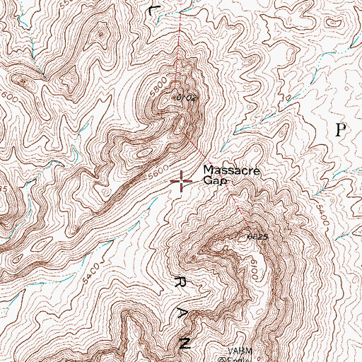 Topographic Map of Massacre Gap, NM