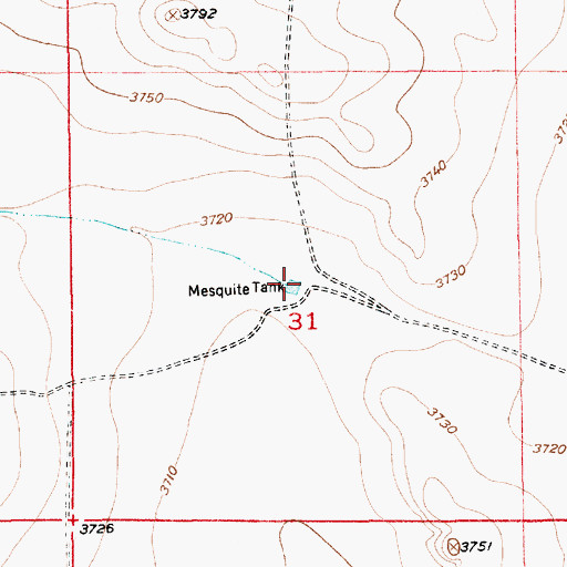 Topographic Map of Mesquite Tank, NM