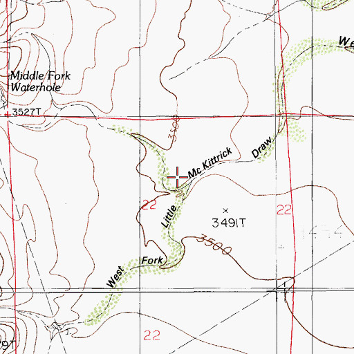 Topographic Map of Middle Fork Little McKittrick Draw, NM