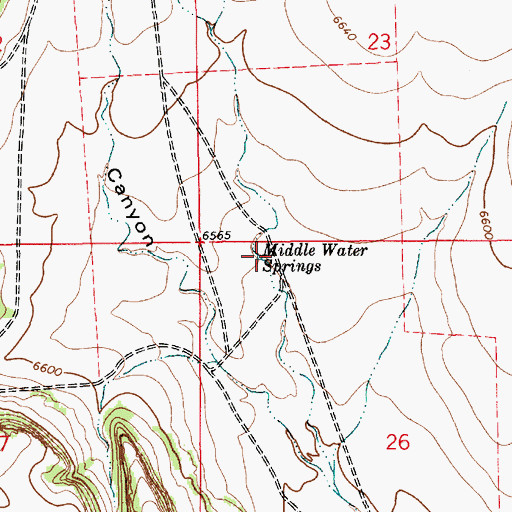 Topographic Map of Middle Water Springs, NM