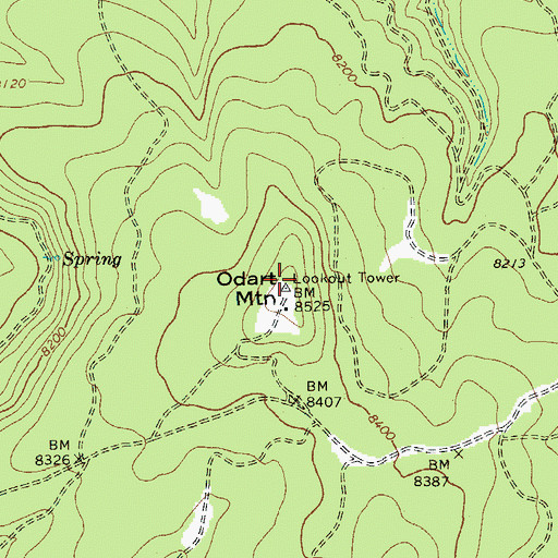 Topographic Map of Odart Mountain, AZ