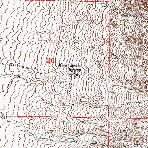 Topographic Map of Mine House Spring, NM