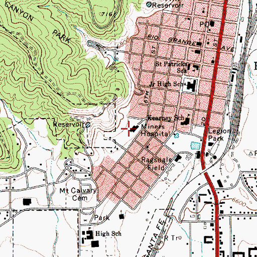 Topographic Map of Miners Hospital, NM