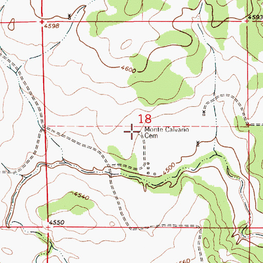 Topographic Map of Monte Calvario Cemetery, NM