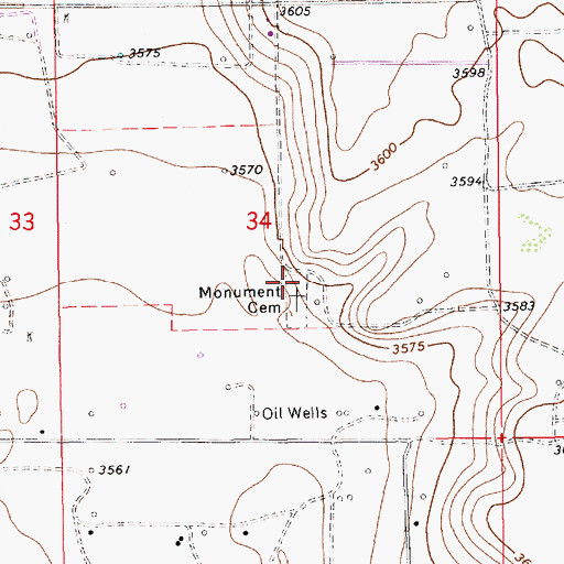 Topographic Map of Monument Cemetery, NM