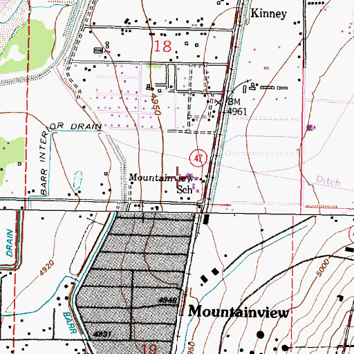 Topographic Map of Mountain View Elementary School, NM