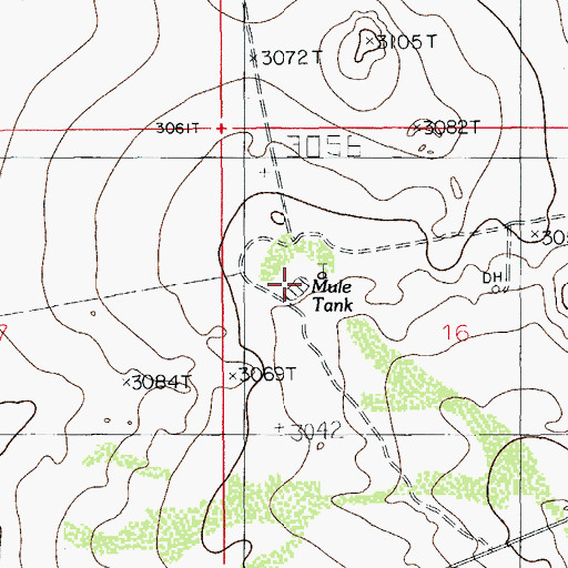 Topographic Map of Mule Tank, NM