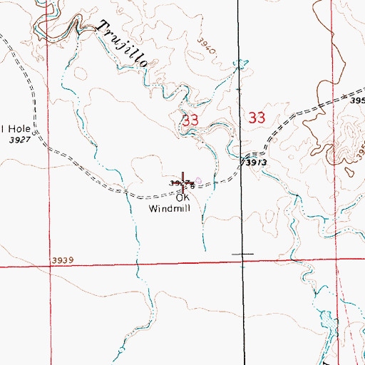 Topographic Map of Ok Windmill, NM