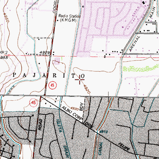 Topographic Map of Pajarito Elementary School, NM