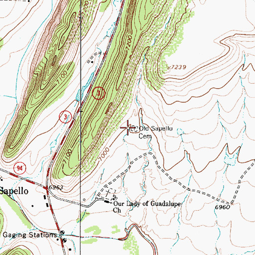 Topographic Map of Old Sapello Cemetery, NM