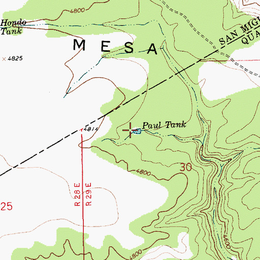 Topographic Map of Paul Tank, NM