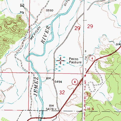 Topographic Map of Pecos Pasture, NM