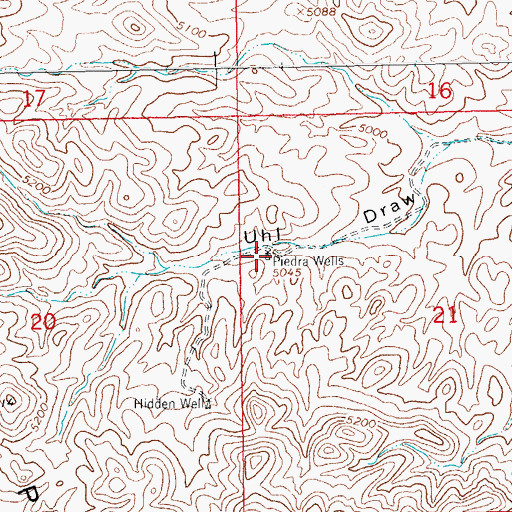 Topographic Map of Piedra Wells, NM
