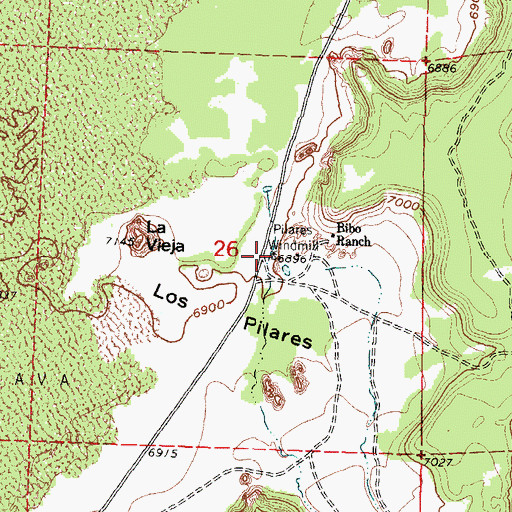 Topographic Map of Pilares Windmill, NM