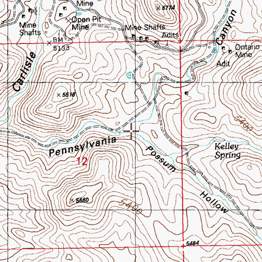 Topographic Map of Possum Hollow, NM