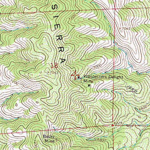 Topographic Map of Prospectors Delight Mine, NM
