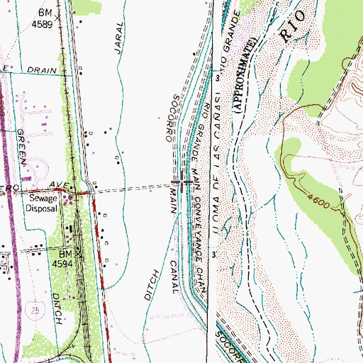 Topographic Map of Rio Grande Main Conveyance Channel, NM