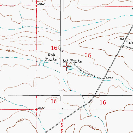 Topographic Map of Rob Tanks, NM