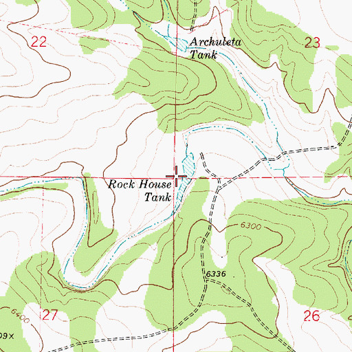 Topographic Map of Rock House Tank, NM