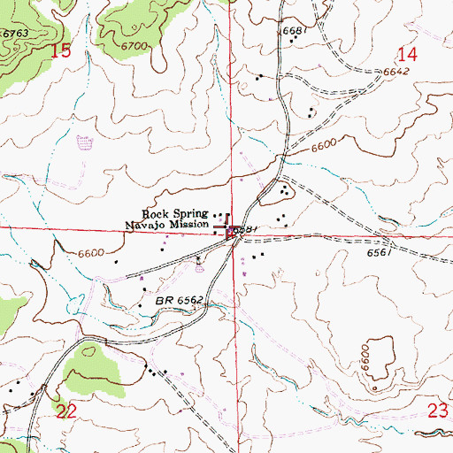 Topographic Map of Rock Spring Navajo Mission, NM