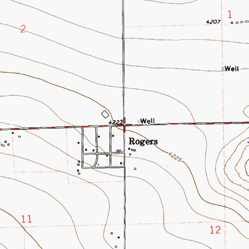 Topographic Map of Rogers, NM