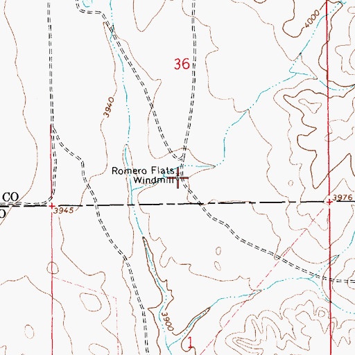 Topographic Map of Romero Flats Windmill, NM
