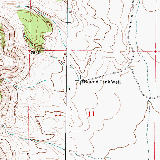 Topographic Map of Round Tank Well, NM