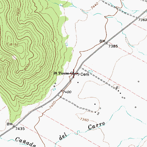 Topographic Map of Saint Teresa Church, NM