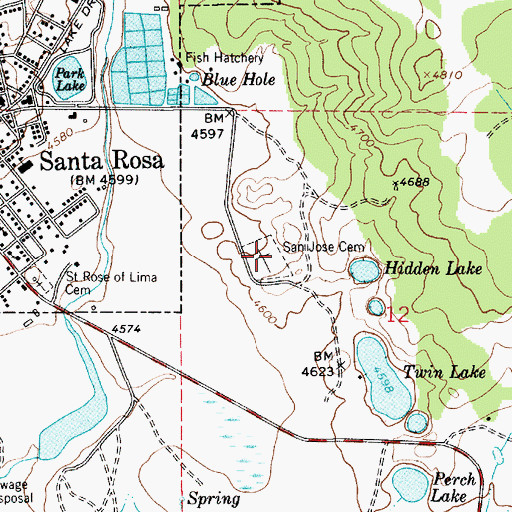 Topographic Map of San Jose Cemetery, NM