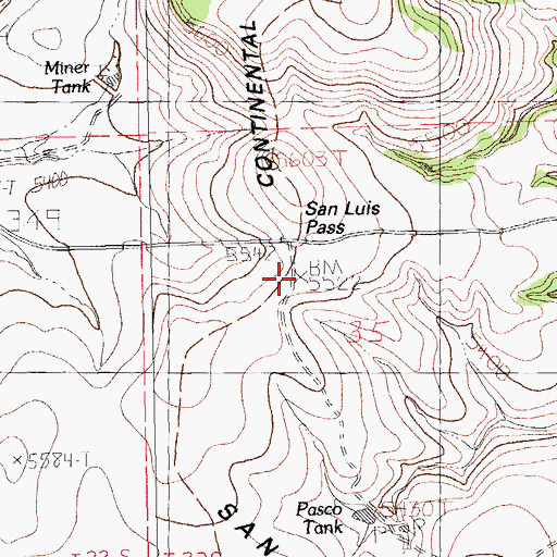 Topographic Map of San Luis Pass, NM