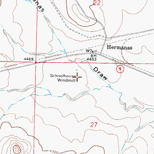 Topographic Map of Schoolhouse Windmill, NM