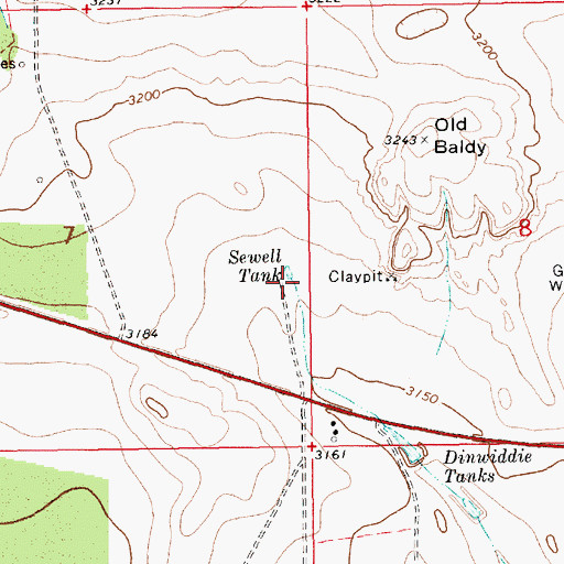 Topographic Map of Sewell Tank, NM