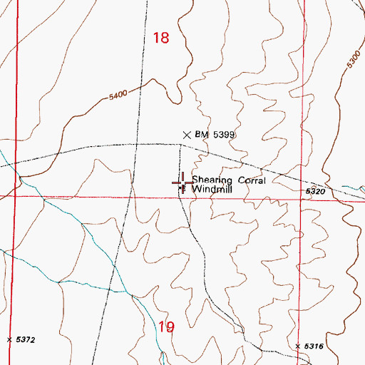 Topographic Map of Shearing Corral Windmill, NM