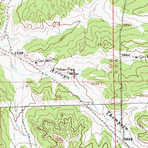 Topographic Map of Silver Pipe Dam, NM