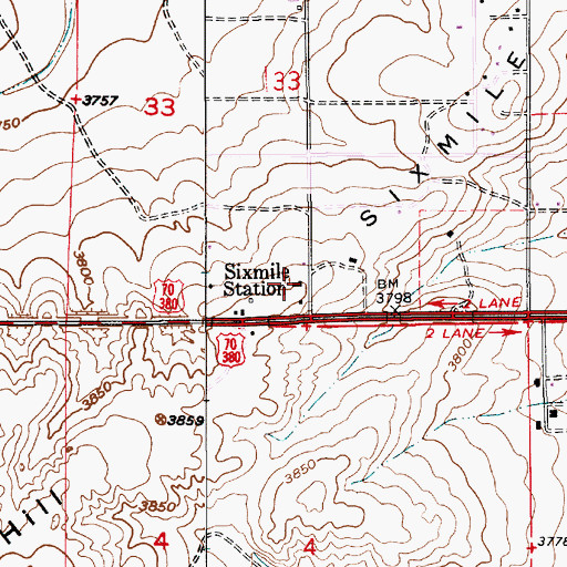 Topographic Map of Sixmile Station, NM