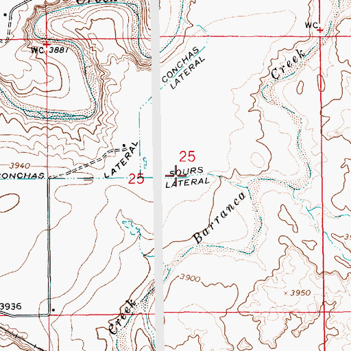 Topographic Map of Sours Lateral, NM