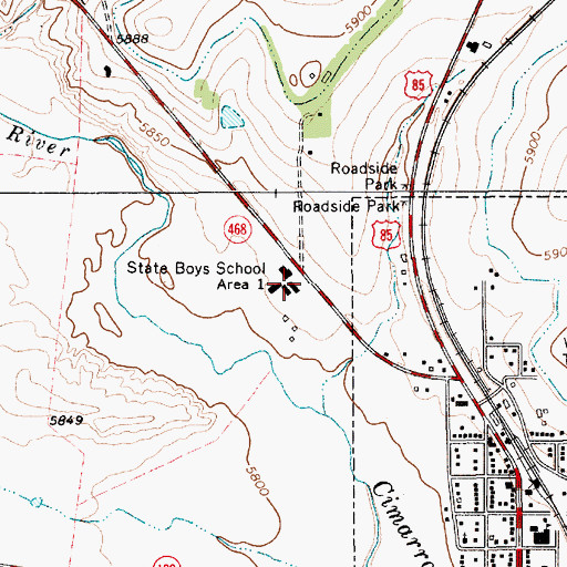 Topographic Map of State Boys School Area 1, NM