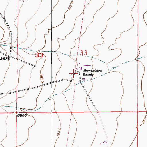 Topographic Map of Stewardson Ranch, NM