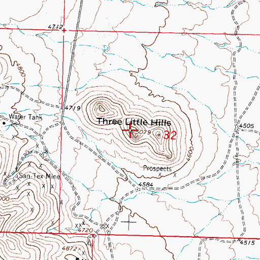Topographic Map of Three Little Hills, NM