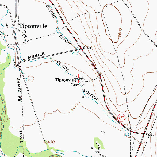 Topographic Map of Tiptonville Cemetery, NM