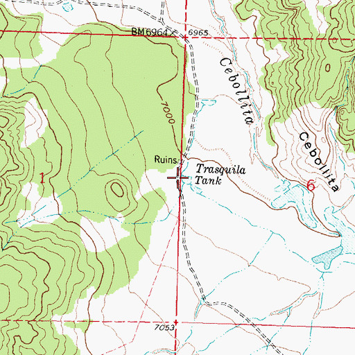 Topographic Map of Trasquila Tank, NM