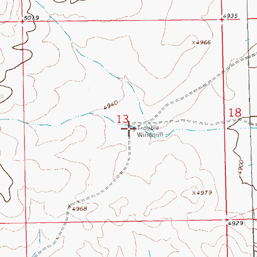 Topographic Map of Trouble Windmill, NM