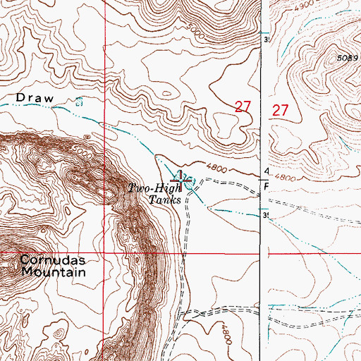 Topographic Map of Two- High Tanks, NM