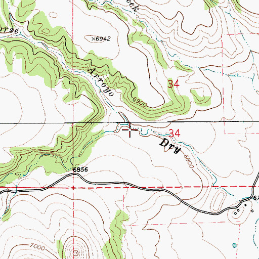 Topographic Map of Wild Horse Arroyo, NM