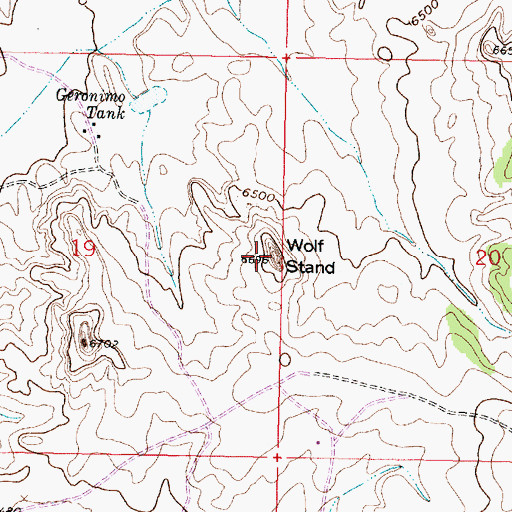 Topographic Map of Wolf Stand, NM