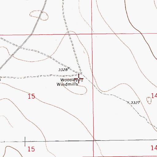 Topographic Map of Woodley Windmills, NM