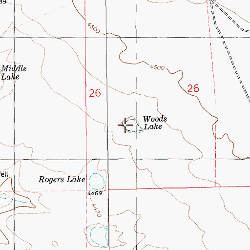 Topographic Map of Woods Lake, NM