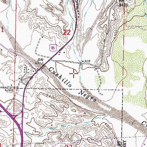 Topographic Map of Yaple Canyon, NM
